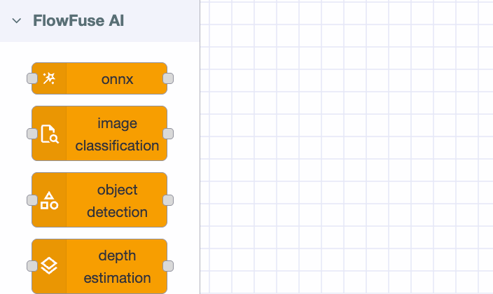 FlowFuse AI nodes visible in the Node-RED palette under the FlowFuse AI category