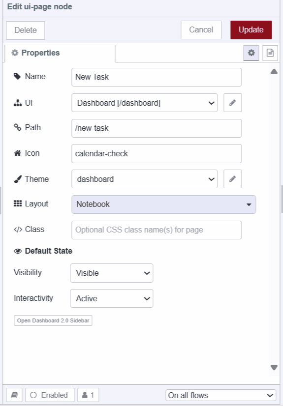 "Screenshot displaying 'new task' page configurations"